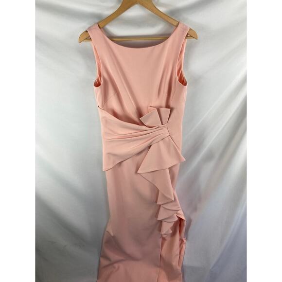 Eliza J Pink Sleeveless Cascading Ruffle Gown Size 8 - Picture 2 of 6
